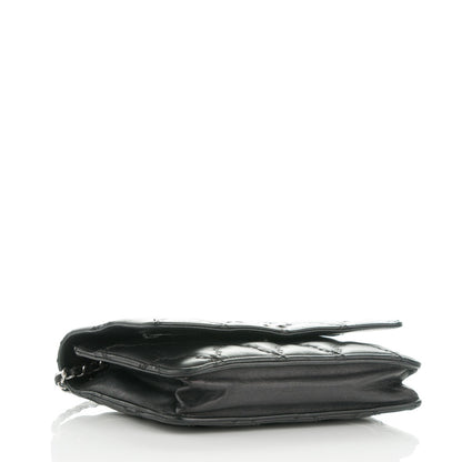 Chanel Calfskin Double Stitch Hamptons Wallet On Chain WOC Black 4 of 9