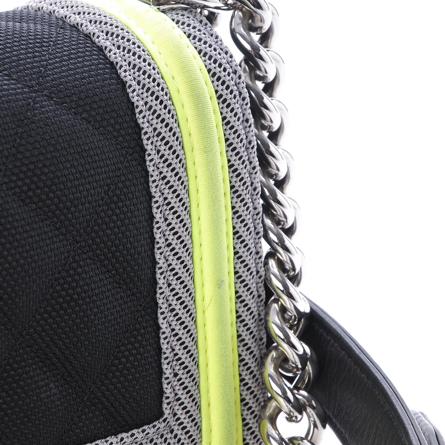 Chanel Canvas Quilted Small Fluo Boy Flap Black Grey Yellow 10 of 11