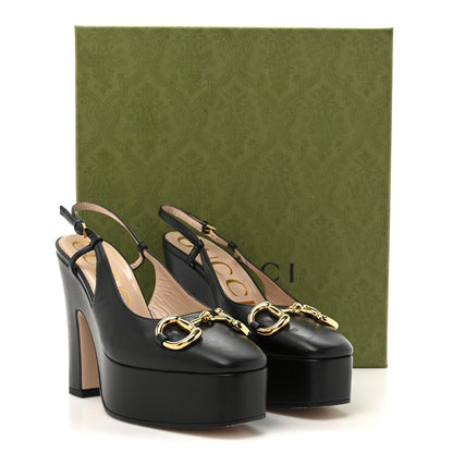 Gucci Nappa Horsebit Platform 35/120mm Slingback Pumps 36.5 Black 14 of 14