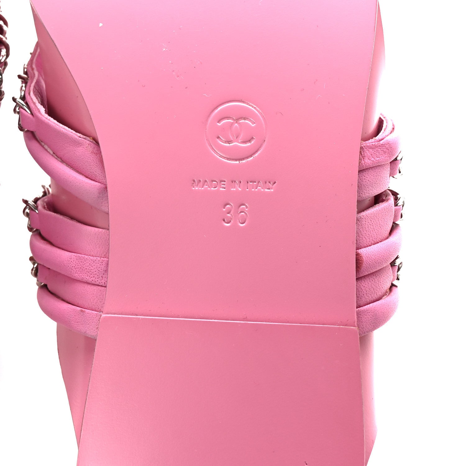 Chanel Calfskin Chain CC Thong Flat Sandals 36 Pink 7 of 10