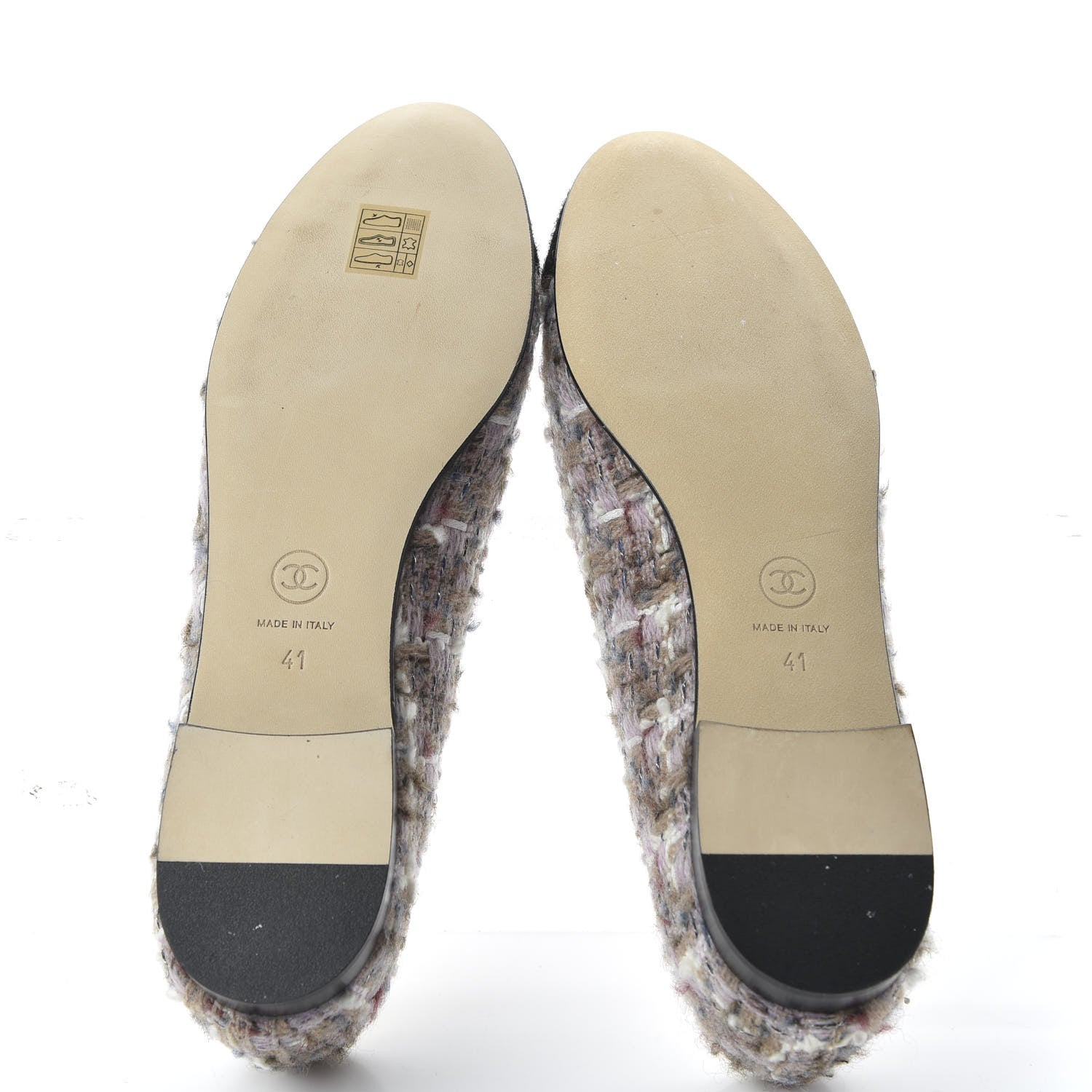 Chanel Tweed Cap Toe Ballerina Flats 41 Pink Beige Black 5 of 9