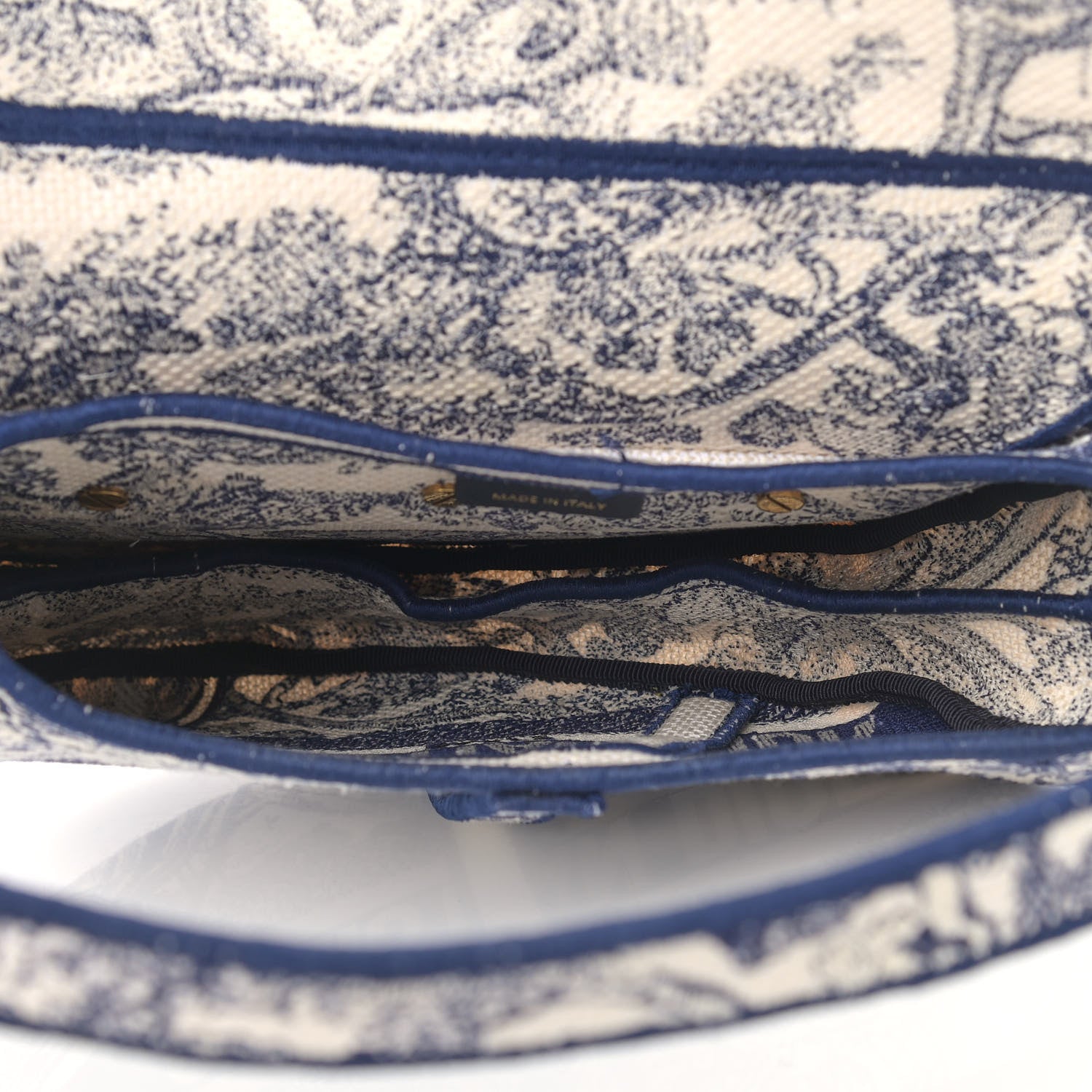 Christian Dior Canvas Embroidered Toile de Jouy Saddle Bag Blue 5 of 16