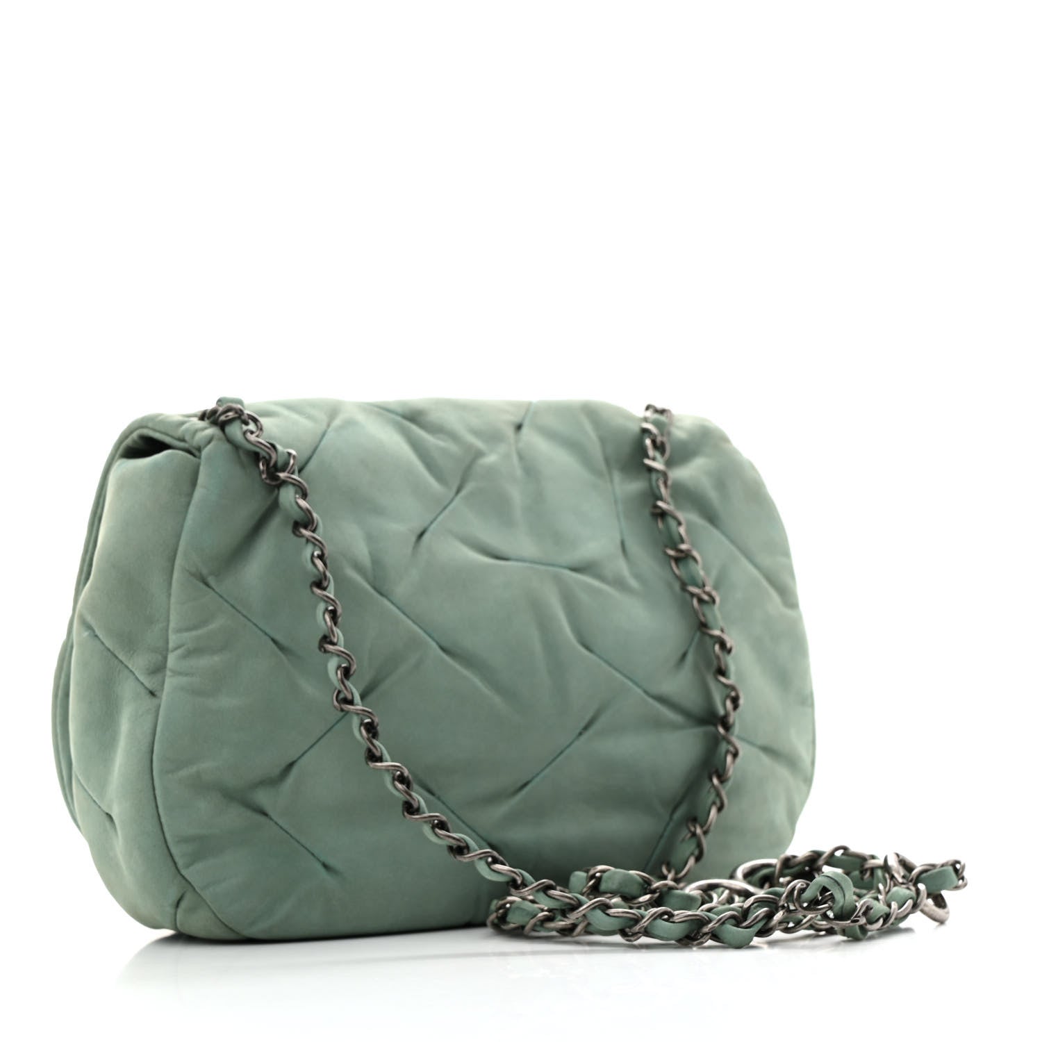 Chanel Iridescent Calfskin Glint Flap Green 3 of 15