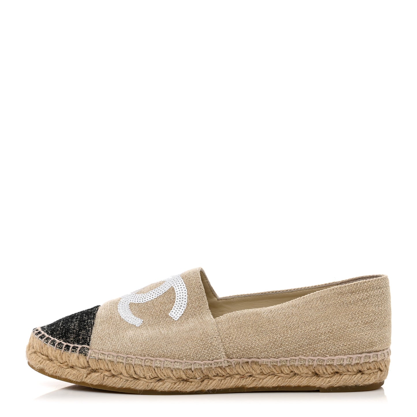 Toile Sequin CC Espadrilles 40 Beige Black