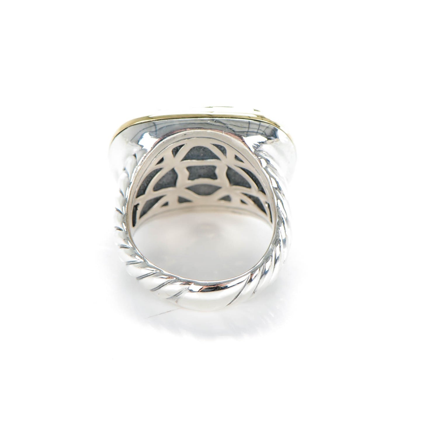 Sterling Silver 18K Yellow Gold Green Onyx 18mm Waverly Ring 53 6.5