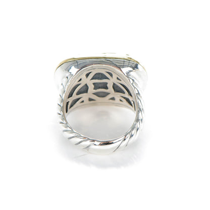 David Yurman Sterling Silver 18K Yellow Gold Green Onyx 18mm Waverly Ring 53 6.5 3 of 4