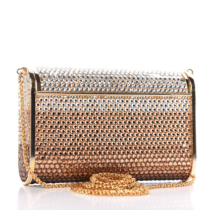 Judith Leiber Swarovski Crystal Striped Minaudiere Clutch Silver Gold 3 of 9