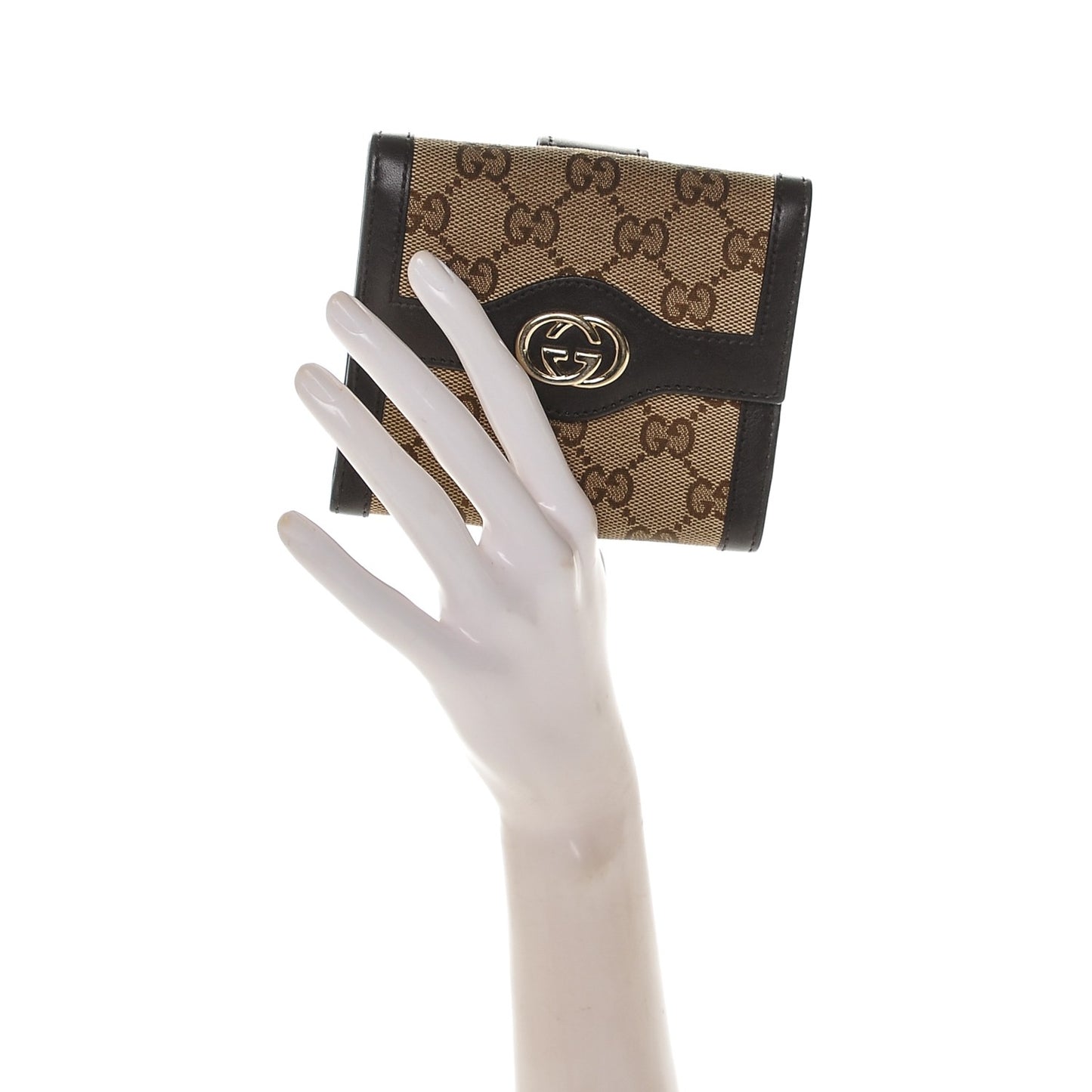 Monogram Margaux Calfskin Sukey French Flap Wallet Beige Ebony Cocoa