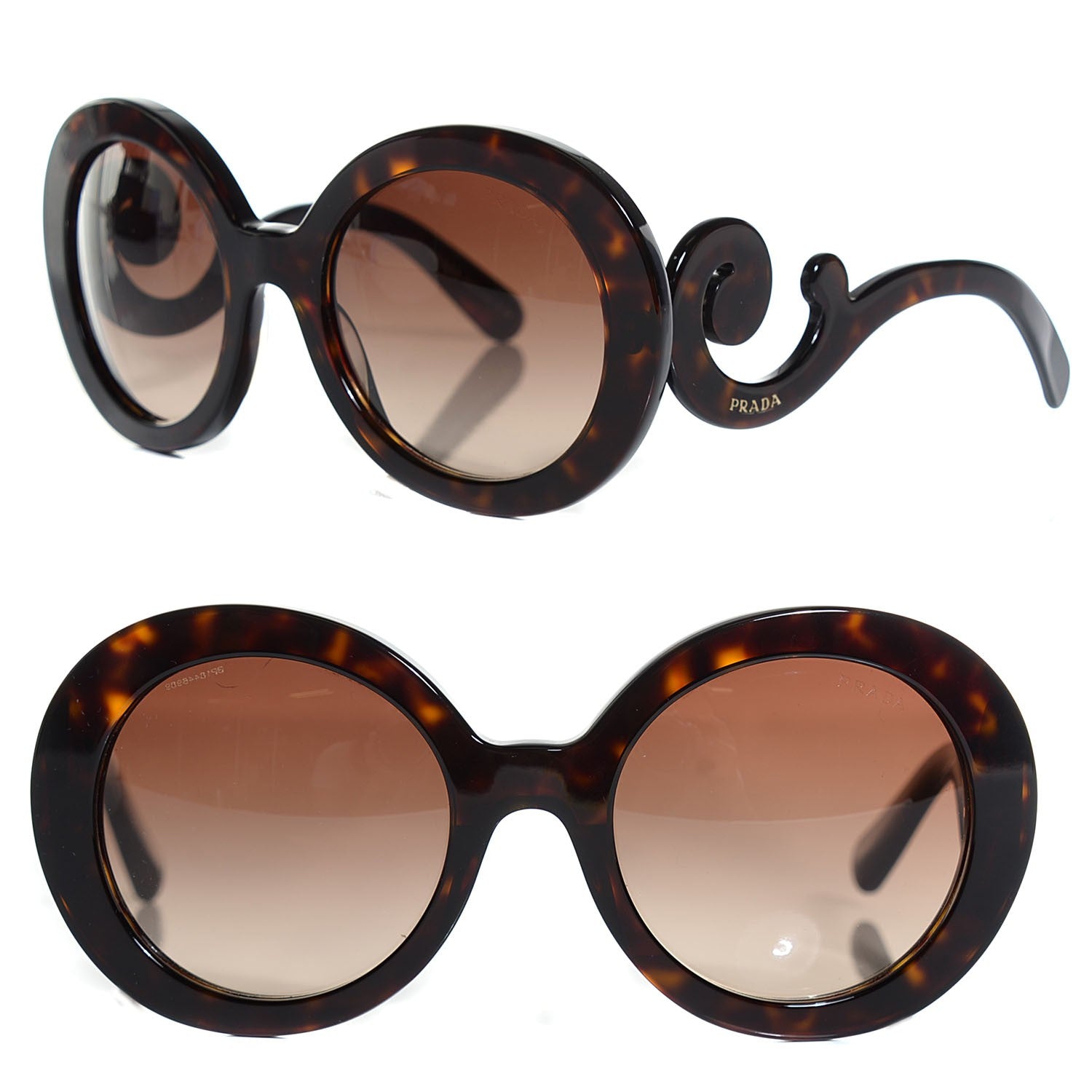 Prada Baroque SPR 27N Round Sunglasses Havana 1 of 5