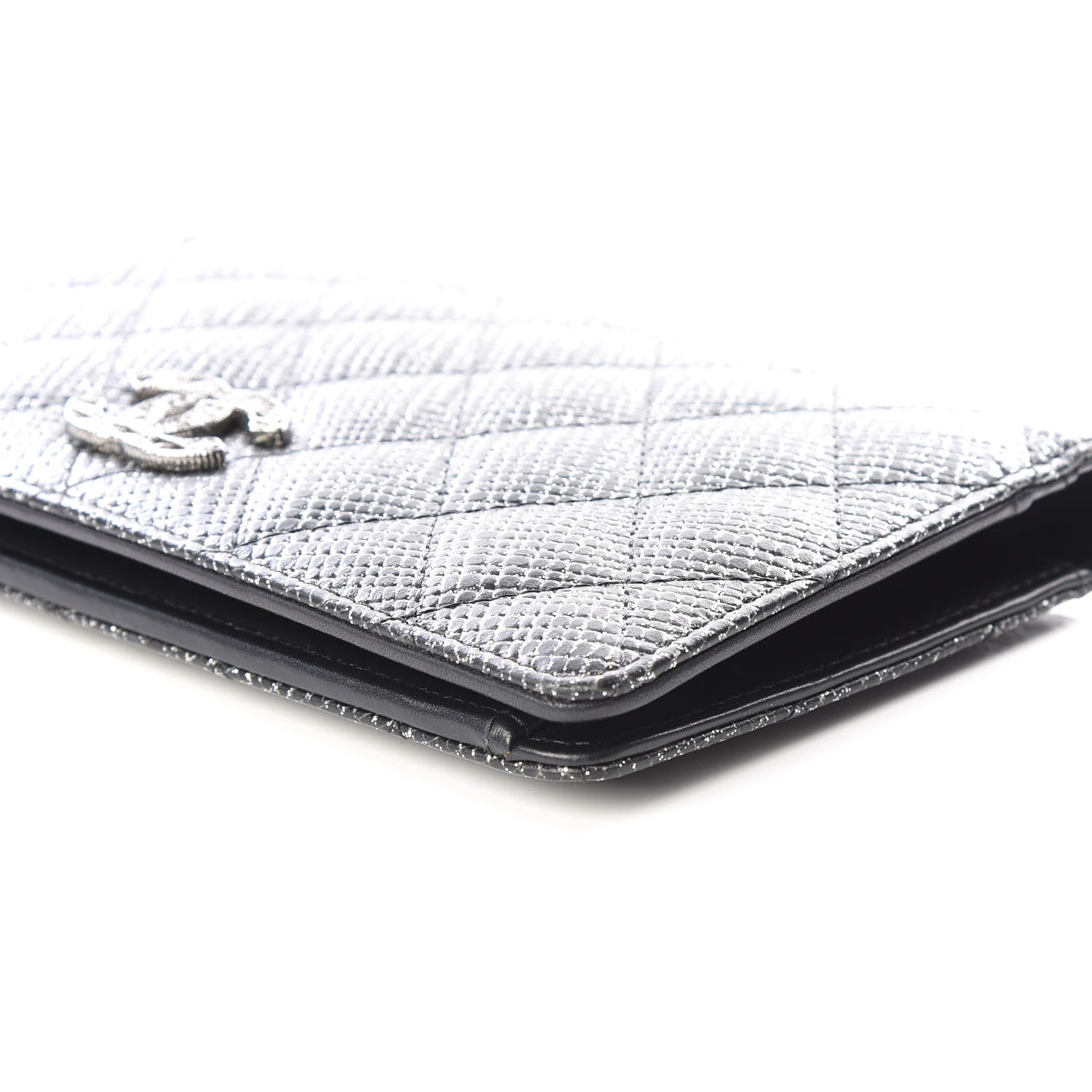Chanel Glittered Calfskin Quilted Yen Wallet Black 6 of 10