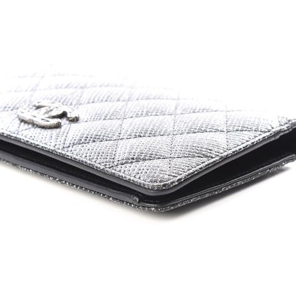 Chanel Glittered Calfskin Quilted Yen Wallet Black 6 of 10