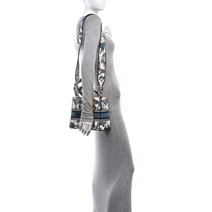 Christian Dior Canvas Toile de Jouy Mexico Embroidered Medium Lady D-Lite White Blue Multicolor 2 of 9