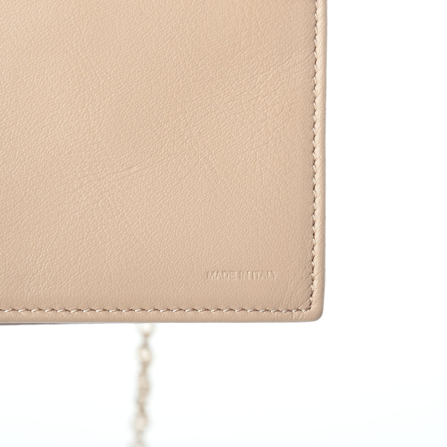 Patent Fendilicious Embossed Quilted Wallet On Chain Beige