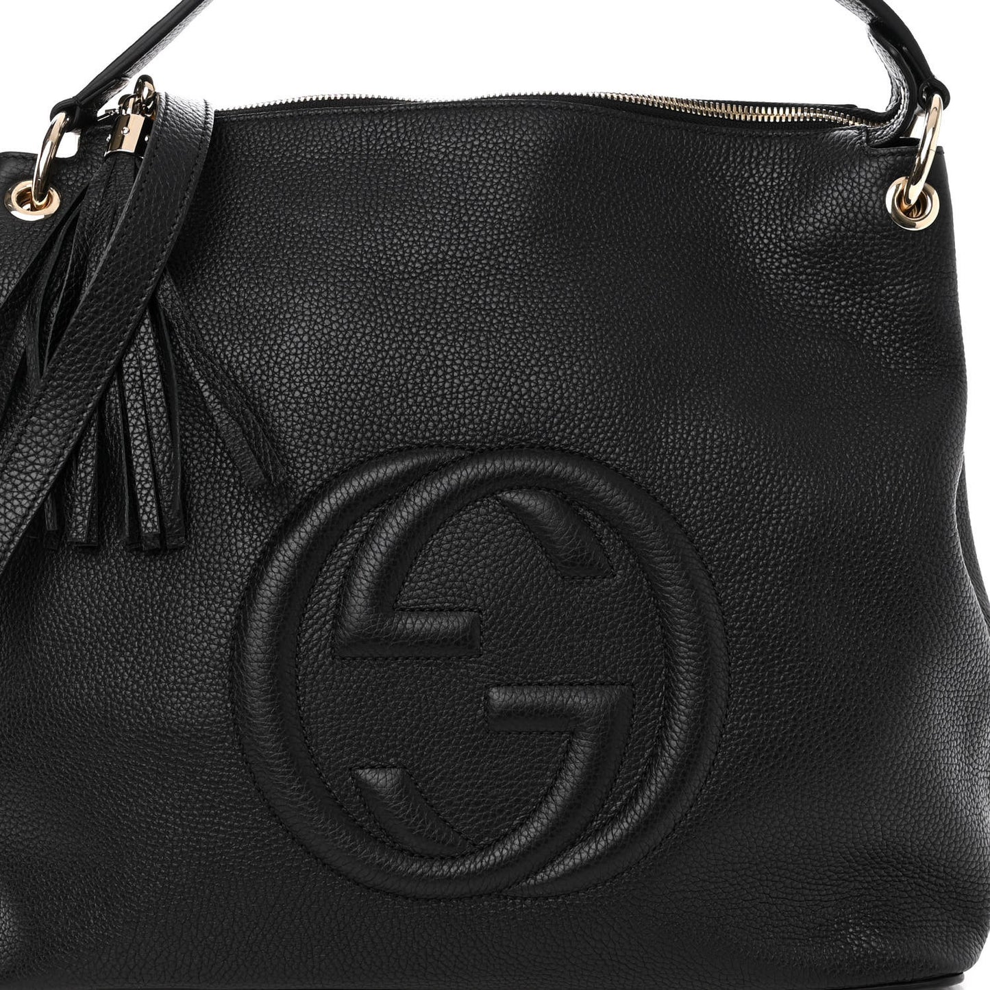 Pebbled Calfskin Large Soho Hobo Black