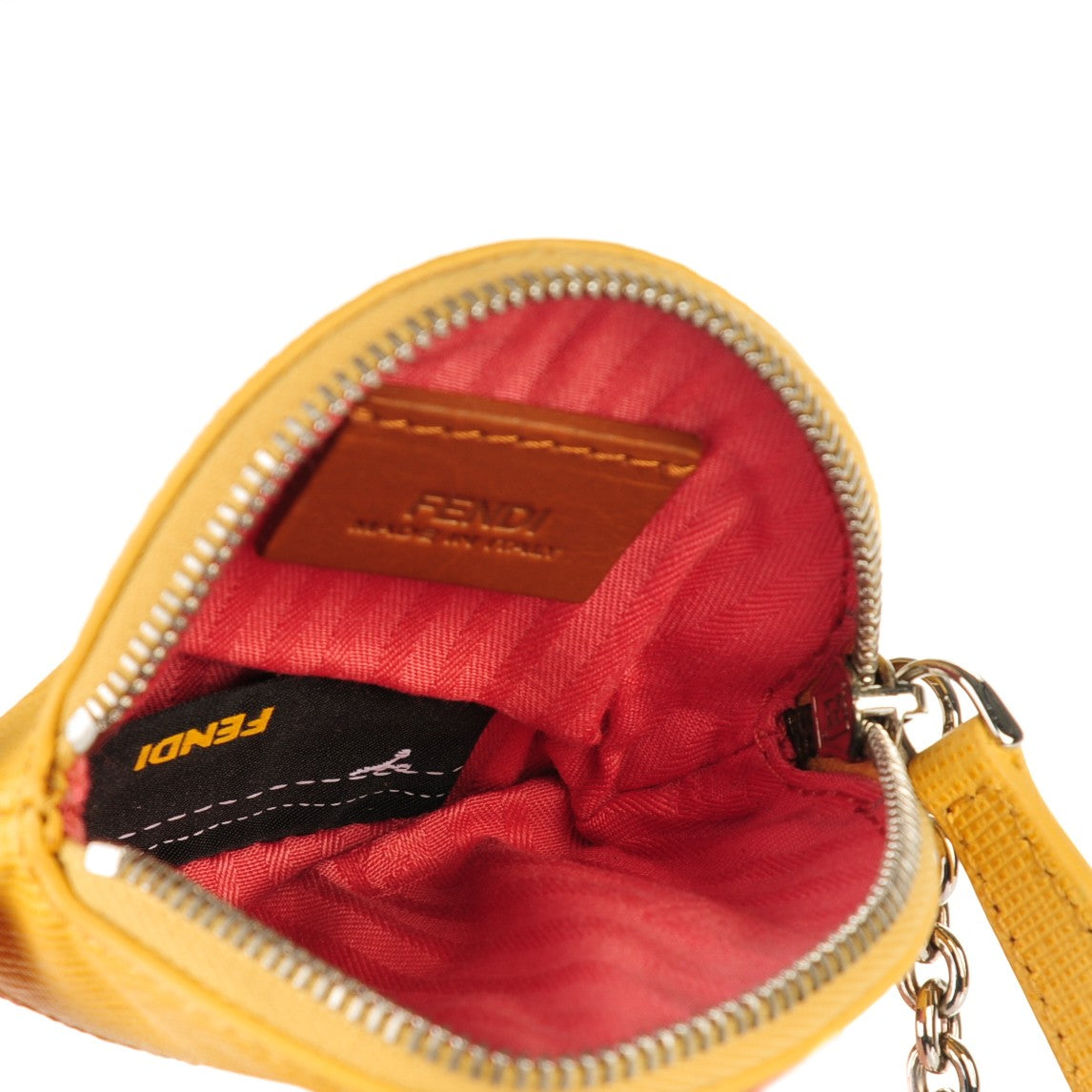 Fendi Vitello Elite Monster Eye Coin Purse Key Case Yellow 5 of 8