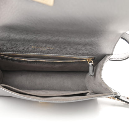 Christian Dior Metallic Grained Calfskin Medium Diorama Flap Bag Silver 5 of 14