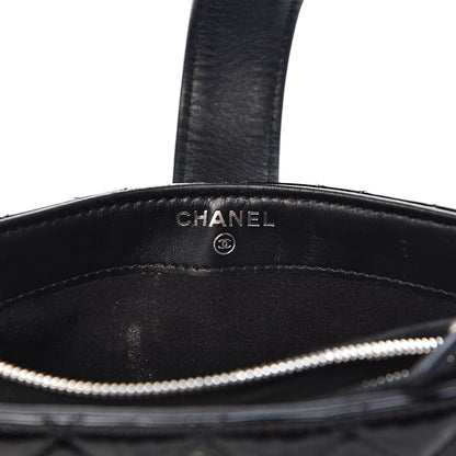 Chanel Patent Quilted Mini Phone Holder Clutch Black 6 of 10