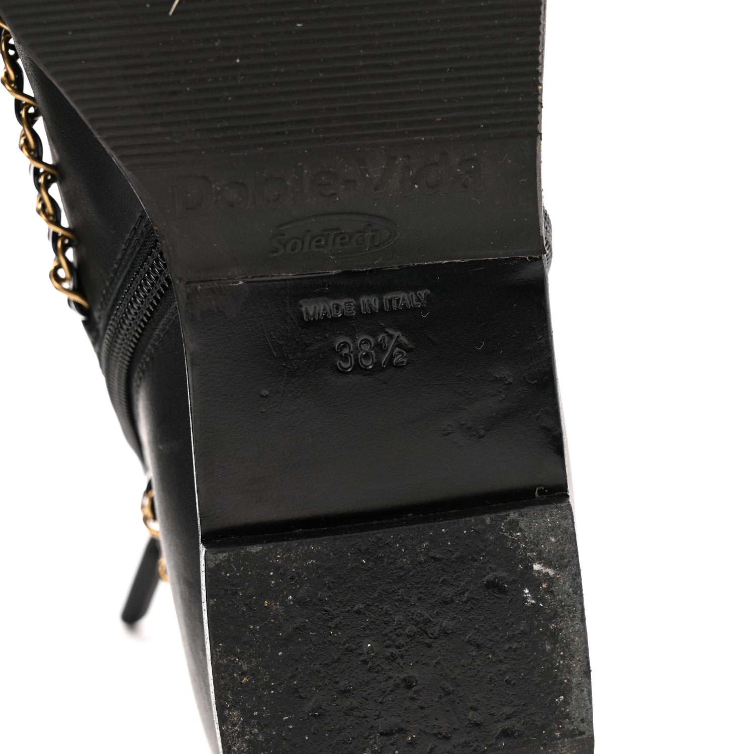 Chanel Calfskin Chain Lace Up Boots 38.5 Black 7 of 12