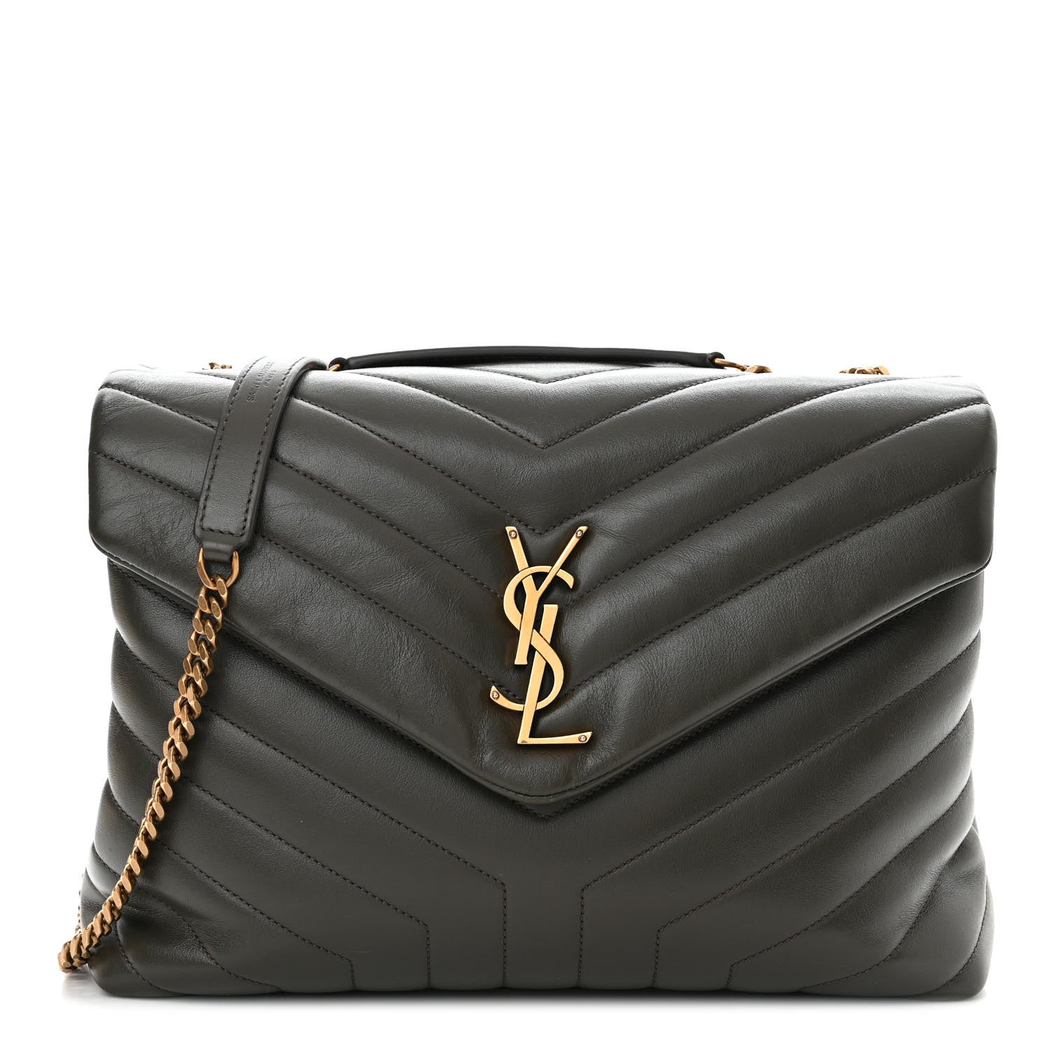 Saint Laurent Calfskin Y Quilted Monogram Medium Loulou Chain Satchel Soil Brown 1 of 14