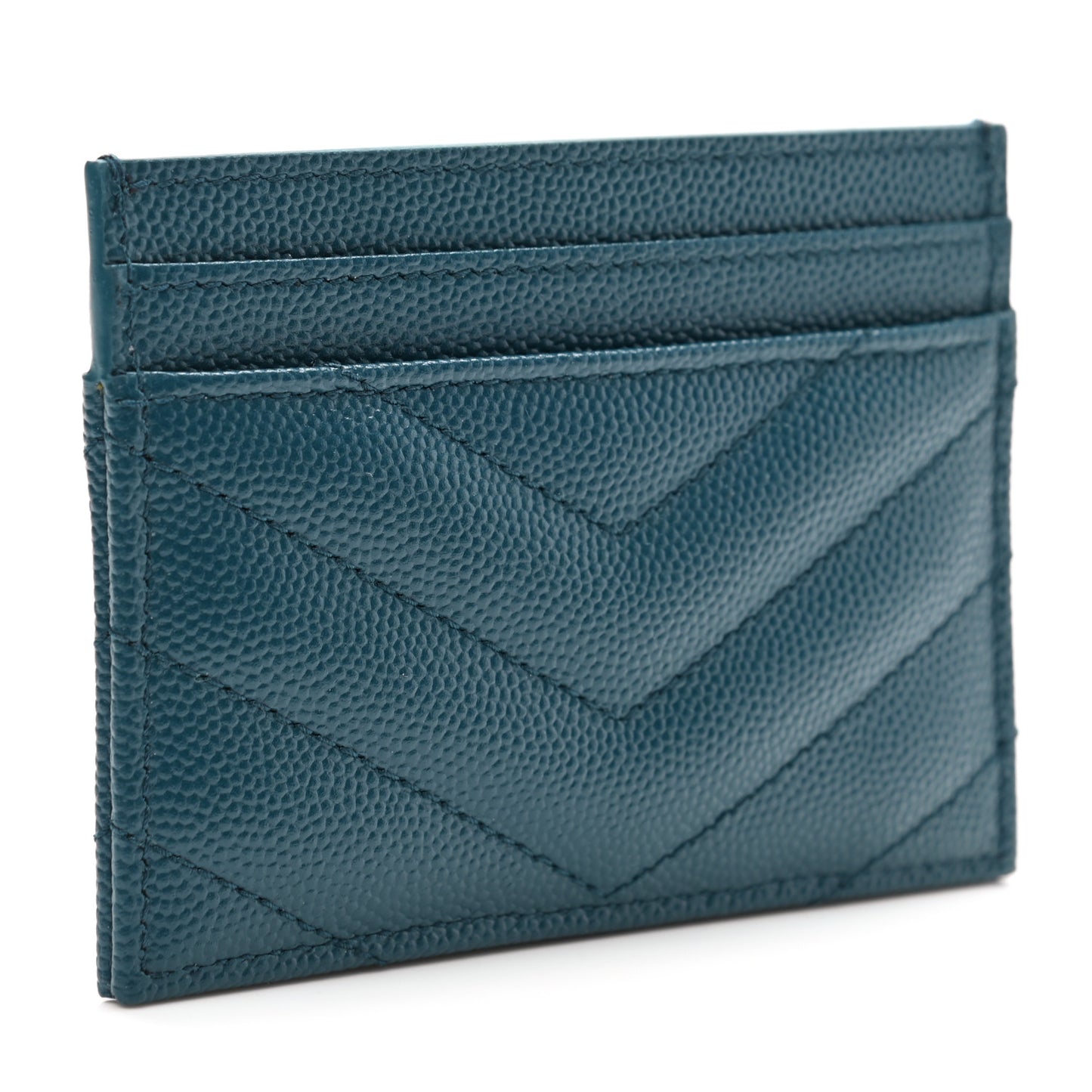 Grain De Poudre Matelasse Chevron Monogram Credit Card Case Peacock Green