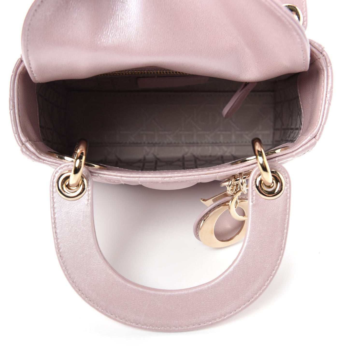 Metallic Lambskin Cannage Mini Lady Dior Lotus