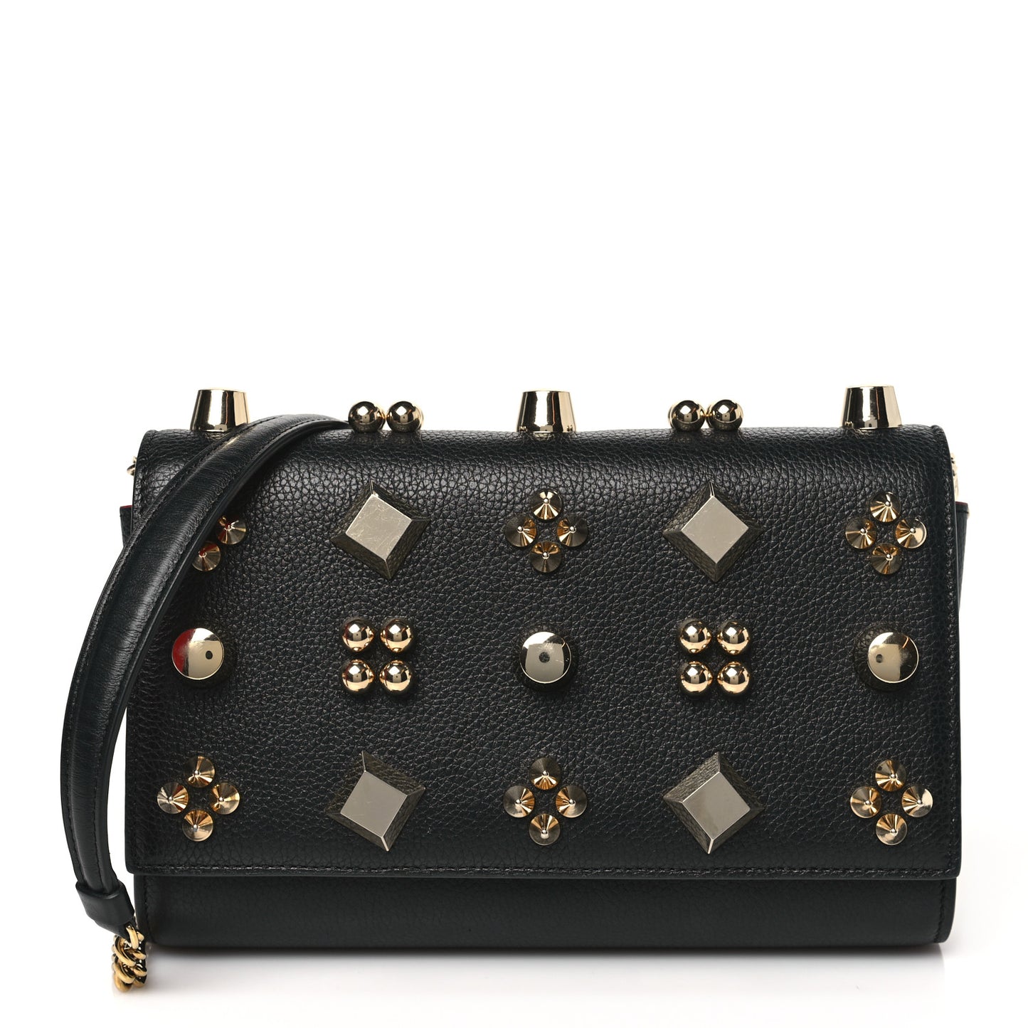 Calfskin Spikes Empire Paloma Clutch Black