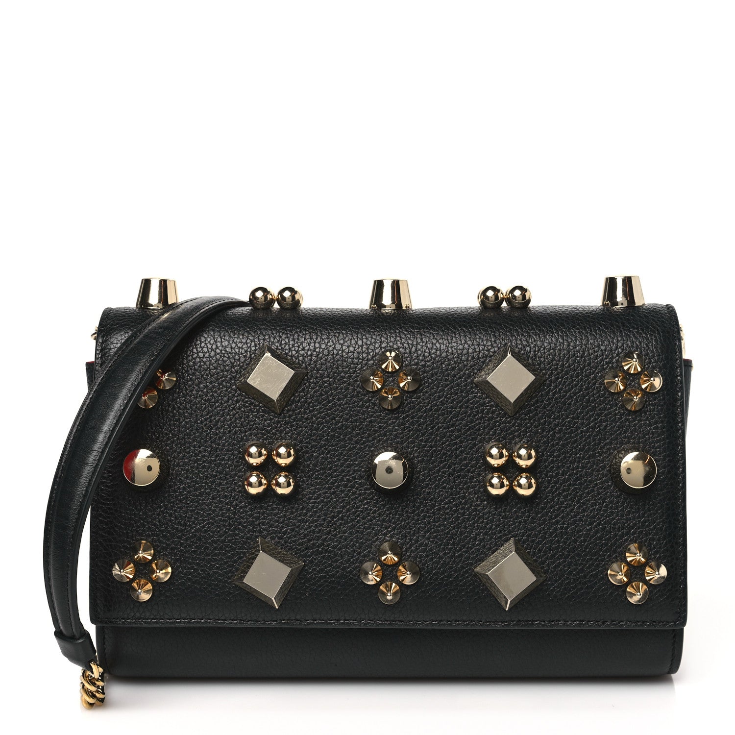 Christian Louboutin Calfskin Spikes Empire Paloma Clutch Black 1 of 11