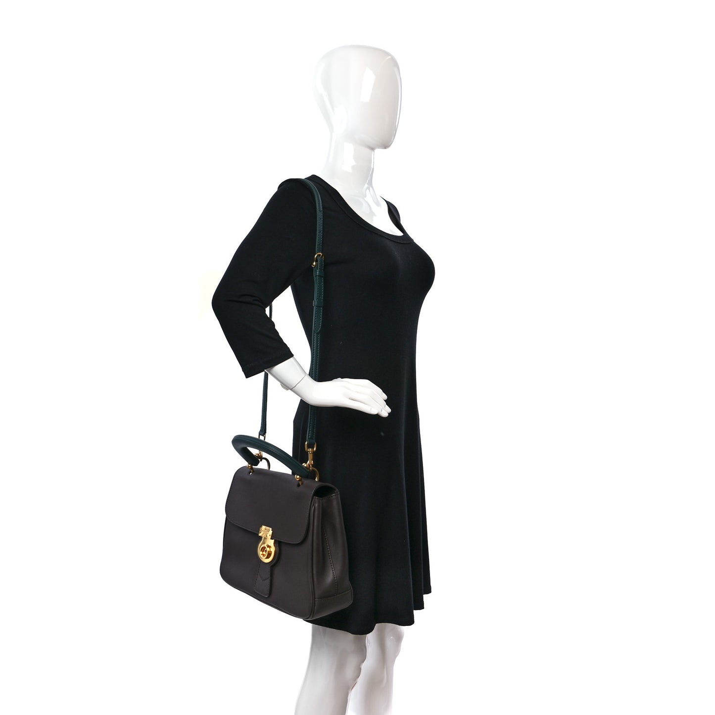 Trench Calfskin Medium DK88 Top Handle Bag Dark Chocolate