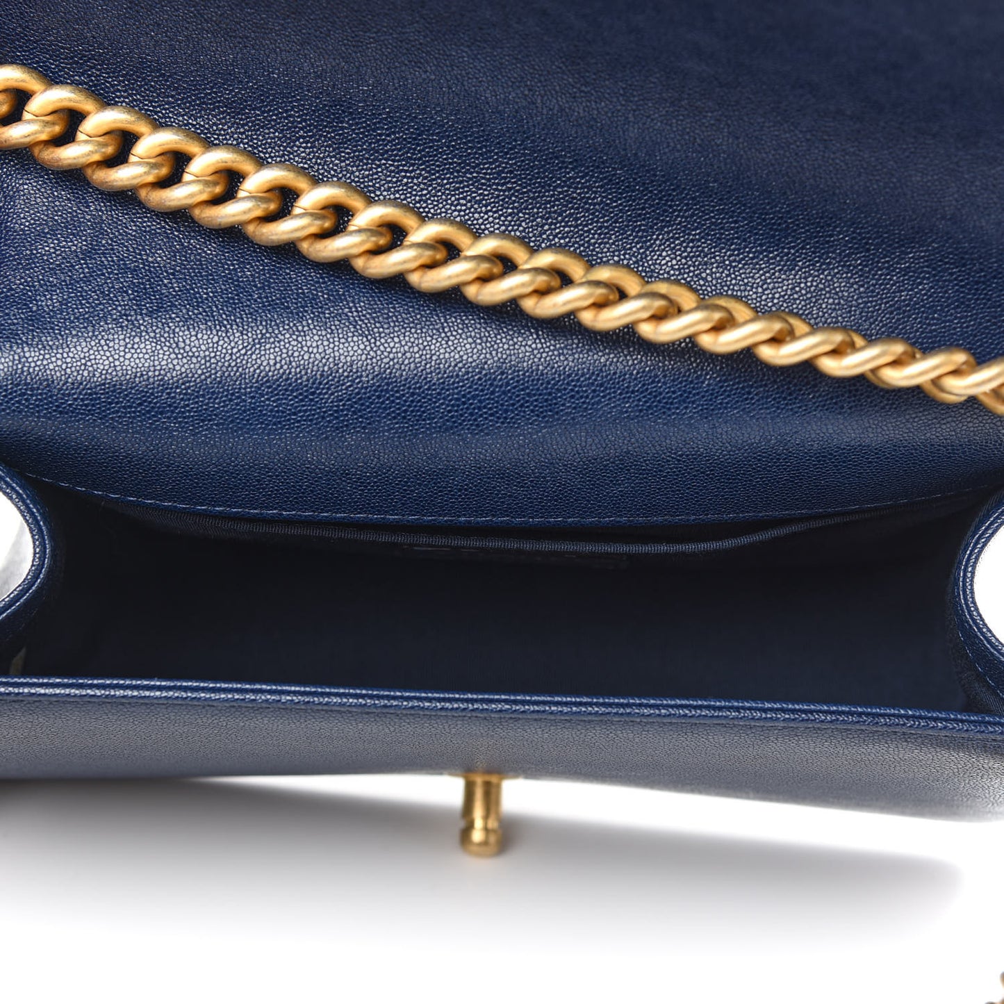 Caviar Quilted Medium Boy Flap Dark Blue