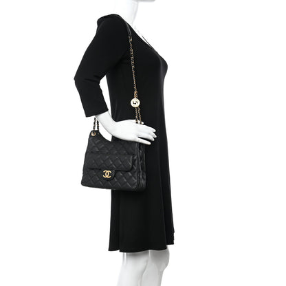 Chanel Caviar Quilted Wavy CC Hobo Black 2 of 11