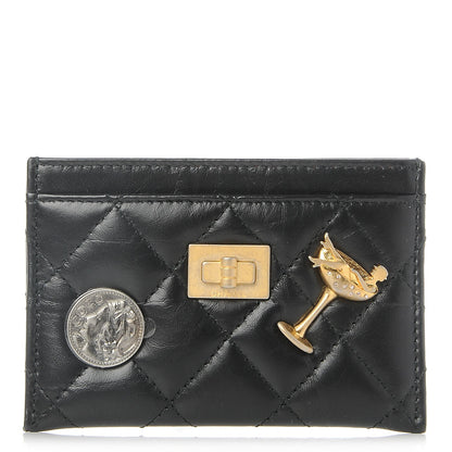 Chanel Aged Calfskin Lucky Charms Reissue Card Holder Black 1 of 9