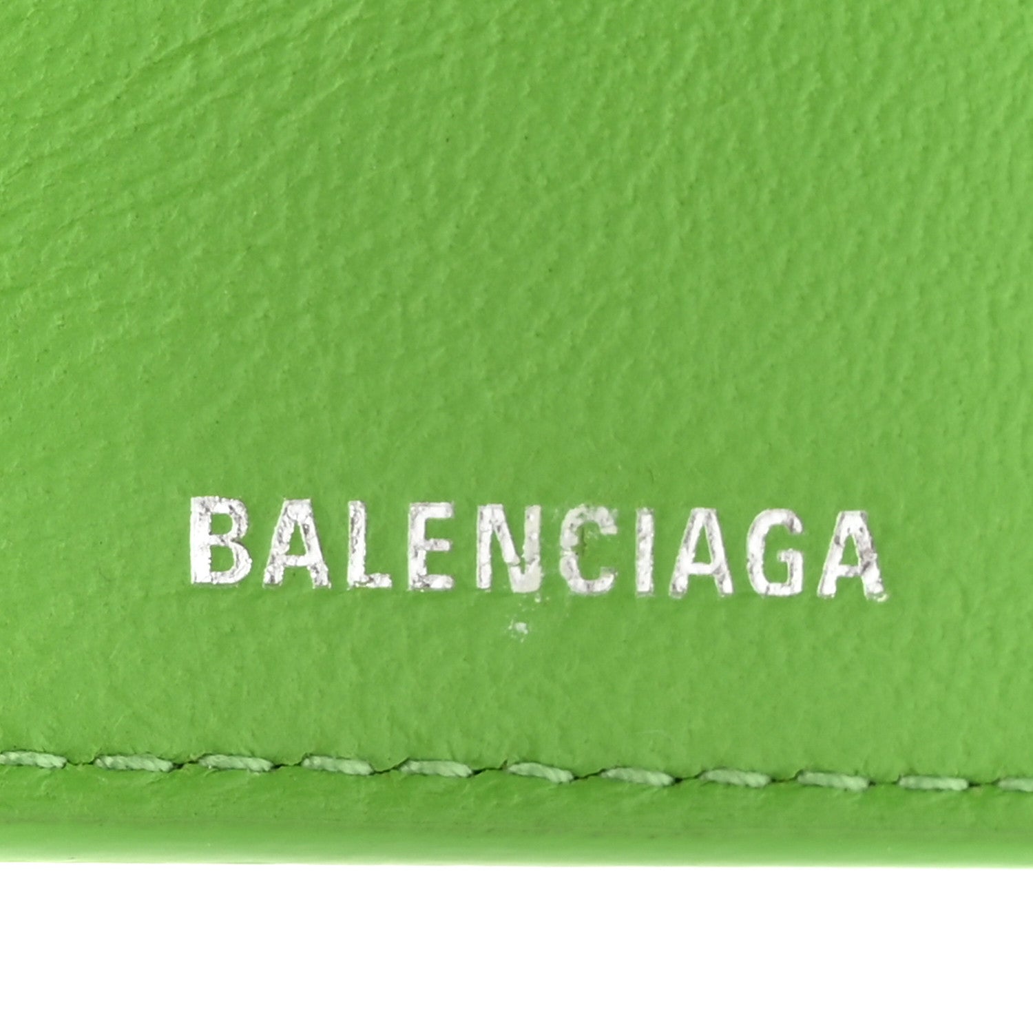 Balenciaga Calfskin Logo Everyday Mini Wallet Green Pink 7 of 13