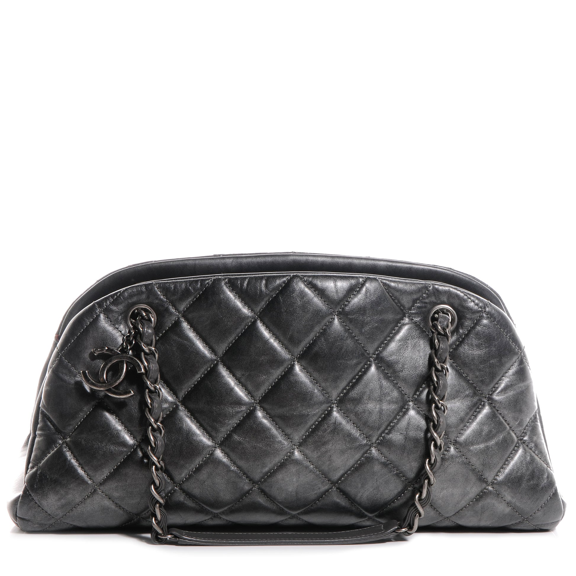 Chanel Aged Calfskin Medium Just Mademoiselle Metallic Grey 1 of 9
