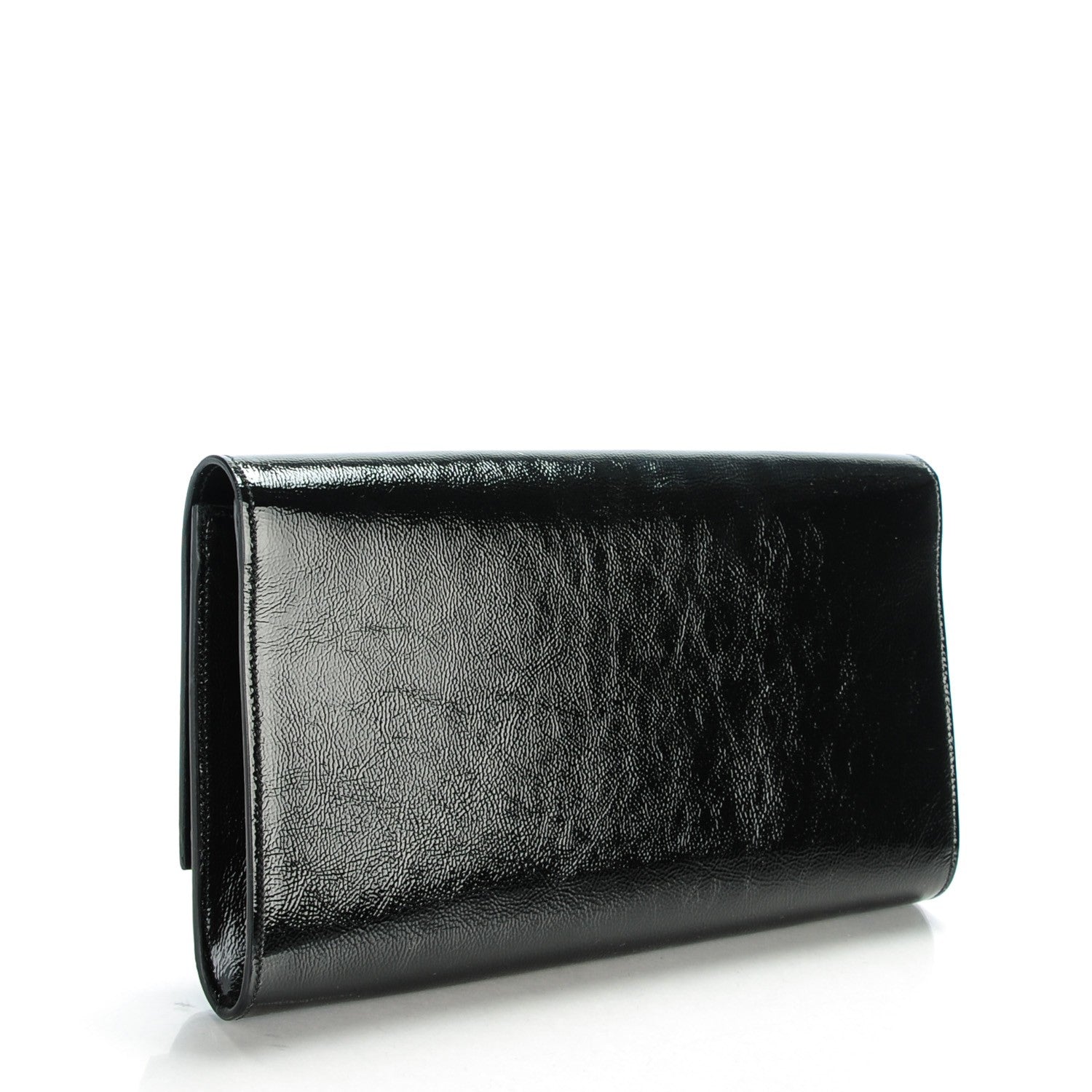 Saint Laurent Textured Patent Monogram Large Belle De Jour Clutch Black 3 of 7