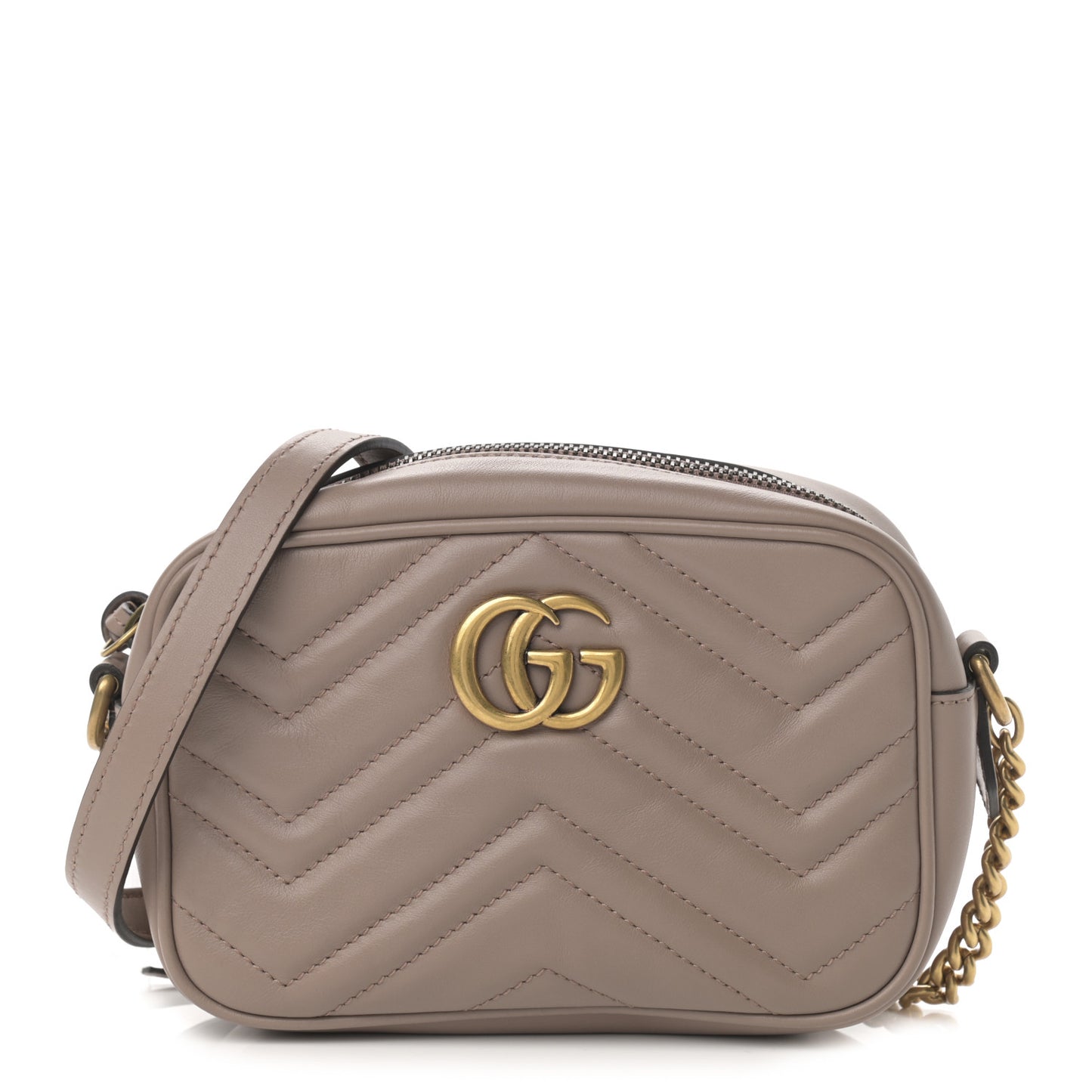 Calfskin Matelasse Mini GG Marmont Chain Shoulder Bag Porcelain Rose