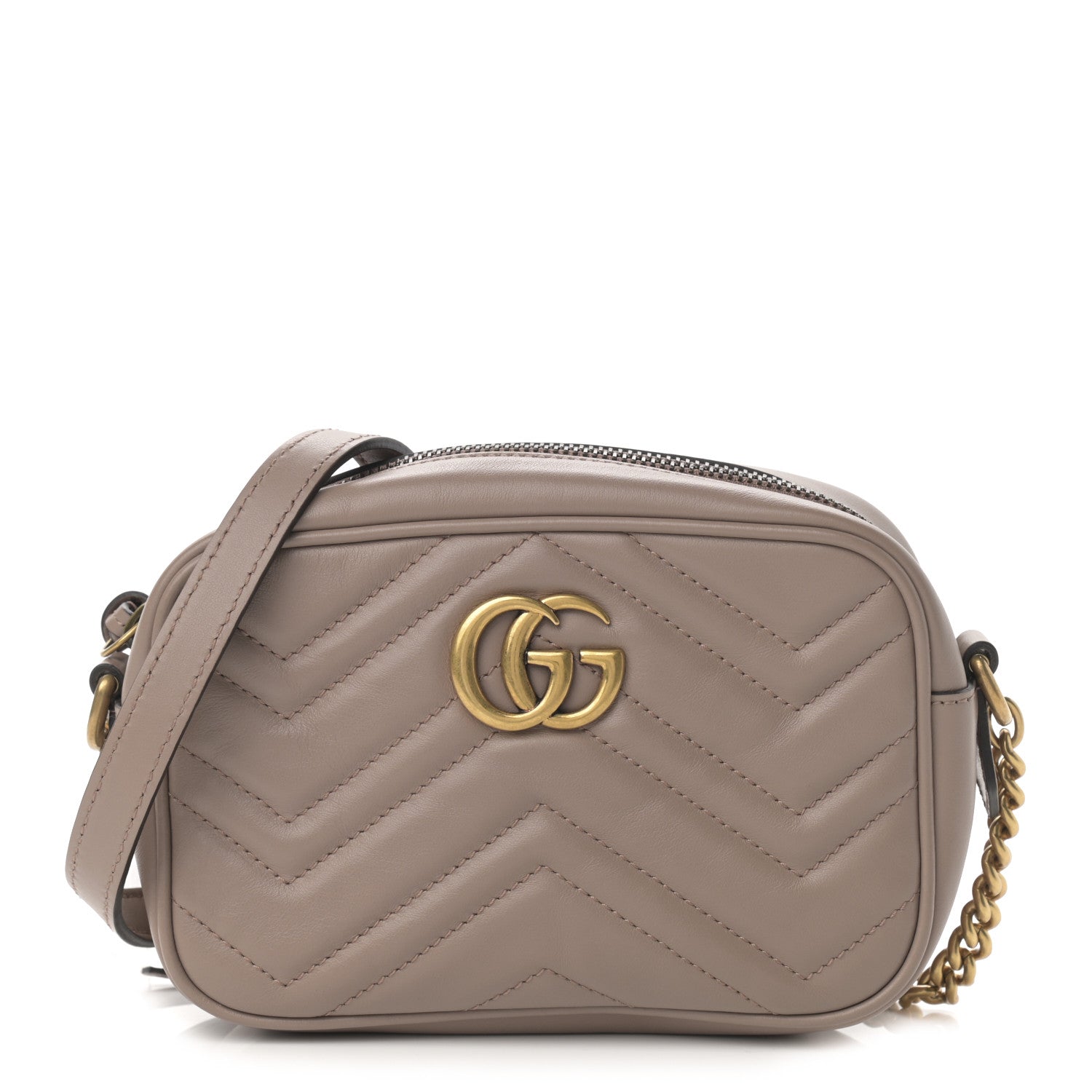 Gucci Calfskin Matelasse Mini GG Marmont Chain Shoulder Bag Porcelain Rose 1 of 10
