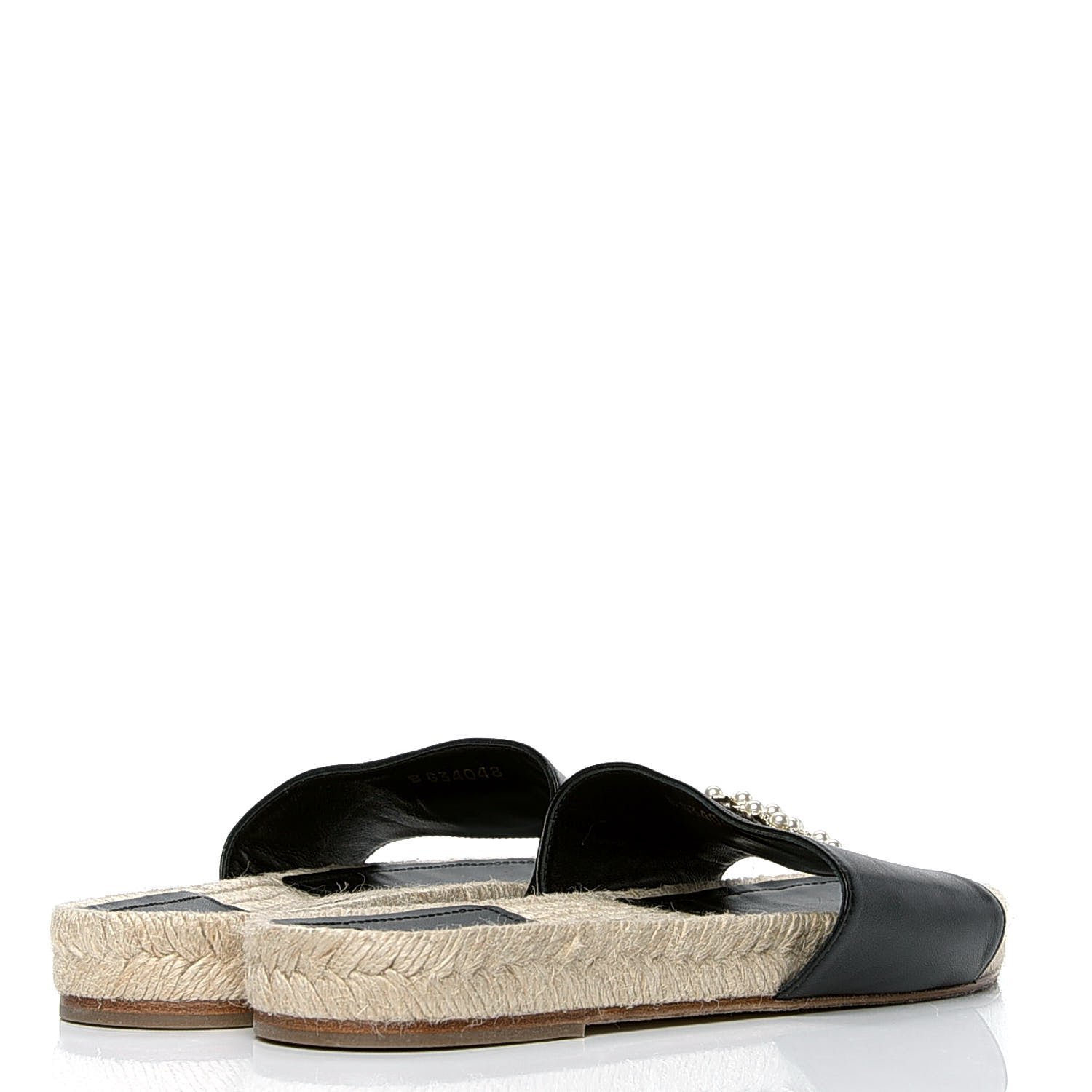 Chanel Lambskin Pearl CC Espadrille Slip On Sandals 36.5 Black 3 of 7