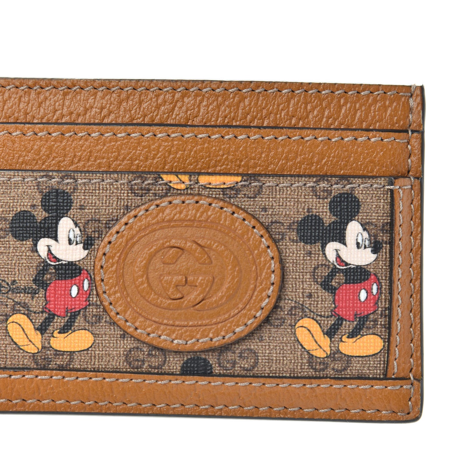 X DISNEY Mini Vintage GG Supreme Monogram Mickey Mouse Card Holder Beige Vintage Sun Oil