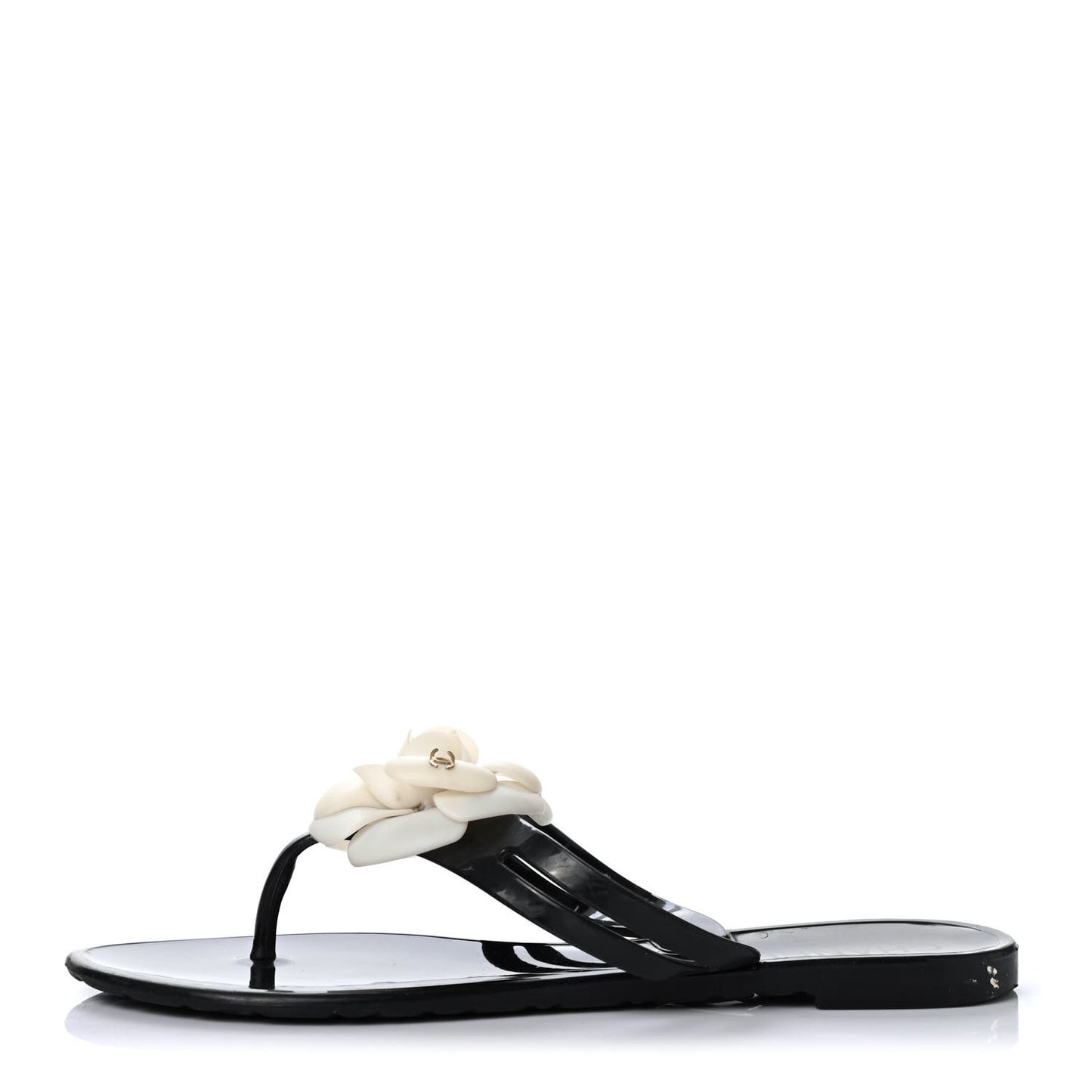 Jelly Camellia Thong Sandals 38 Black Ivory