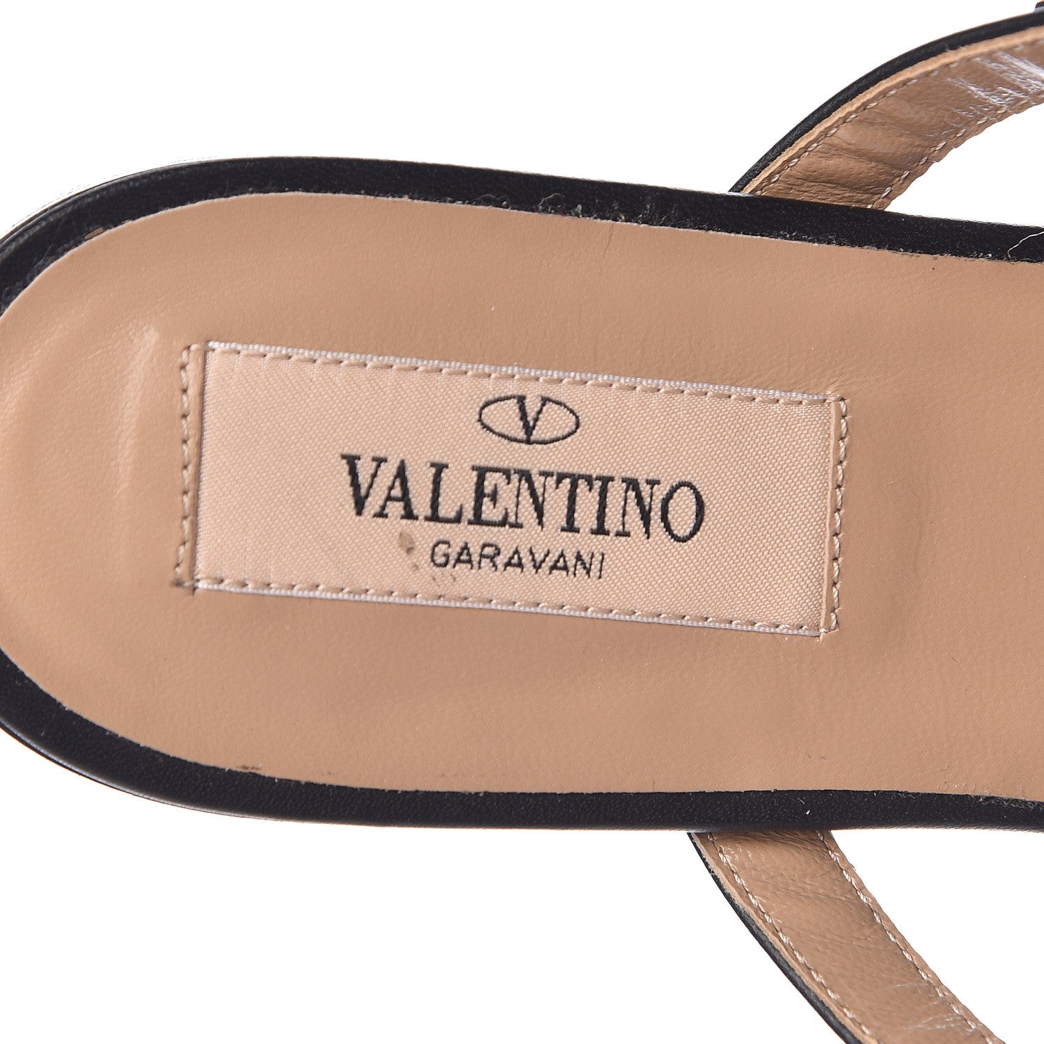 Valentino Garavani Pebbled Calfskin Rockstud Flat Cage Mules 36.5 Black 7 of 9