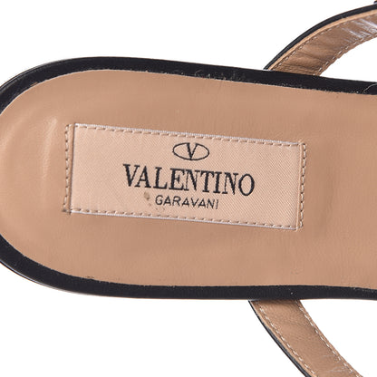 Valentino Garavani Pebbled Calfskin Rockstud Flat Cage Mules 36.5 Black 7 of 9