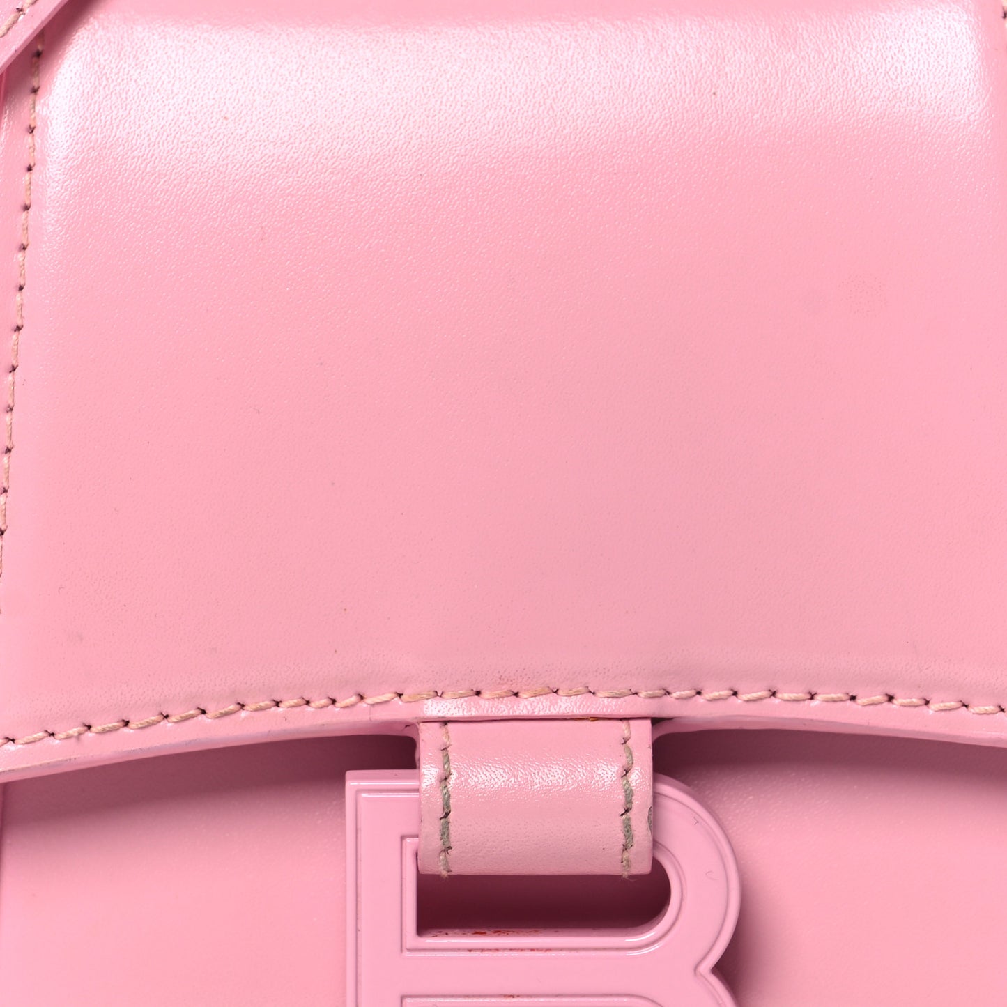 Shiny Box Calfskin Tonal B Hourglass Top Handle Bag XS Candy Pink