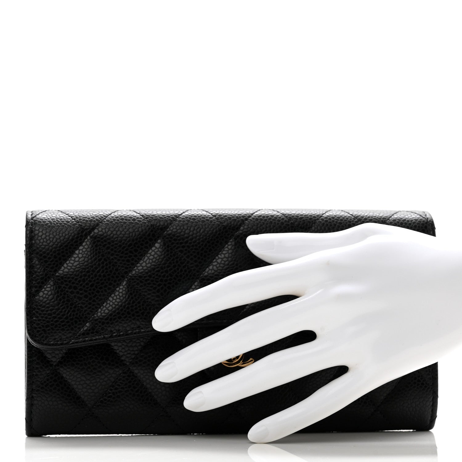 Chanel Caviar Quilted Large Gusset Flap Wallet Black 2 of 10