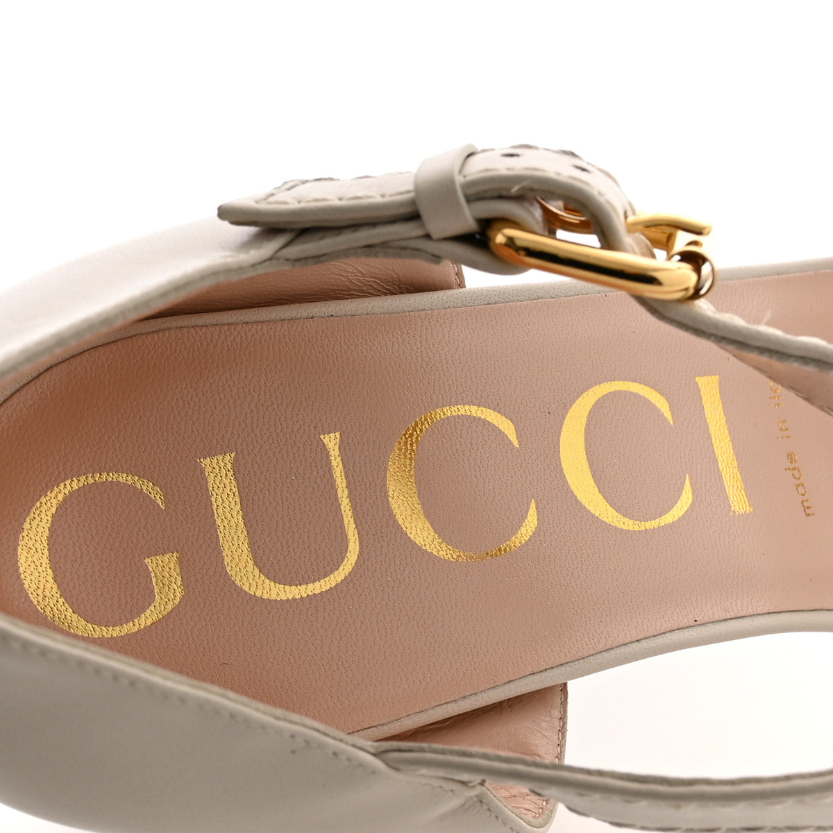 Gucci Nappa Horsebit Cross Strap 95mm Sandals 41 Mystic White 8 of 10