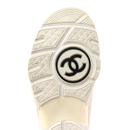 Chanel Suede Calfskin Lambskin Neoprene High Top CC Sneakers 40 White Fluo Pink 8 of 9