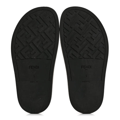Fendi Fabric Jacquard Nappa FF Mens Fendi Feel Buckled Slide Sandals 5 Tobacco Black Miele Scuro 6 of 10
