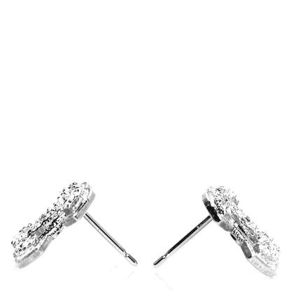 Chanel Crystal Timeless CC Earrings Silver 3 of 4