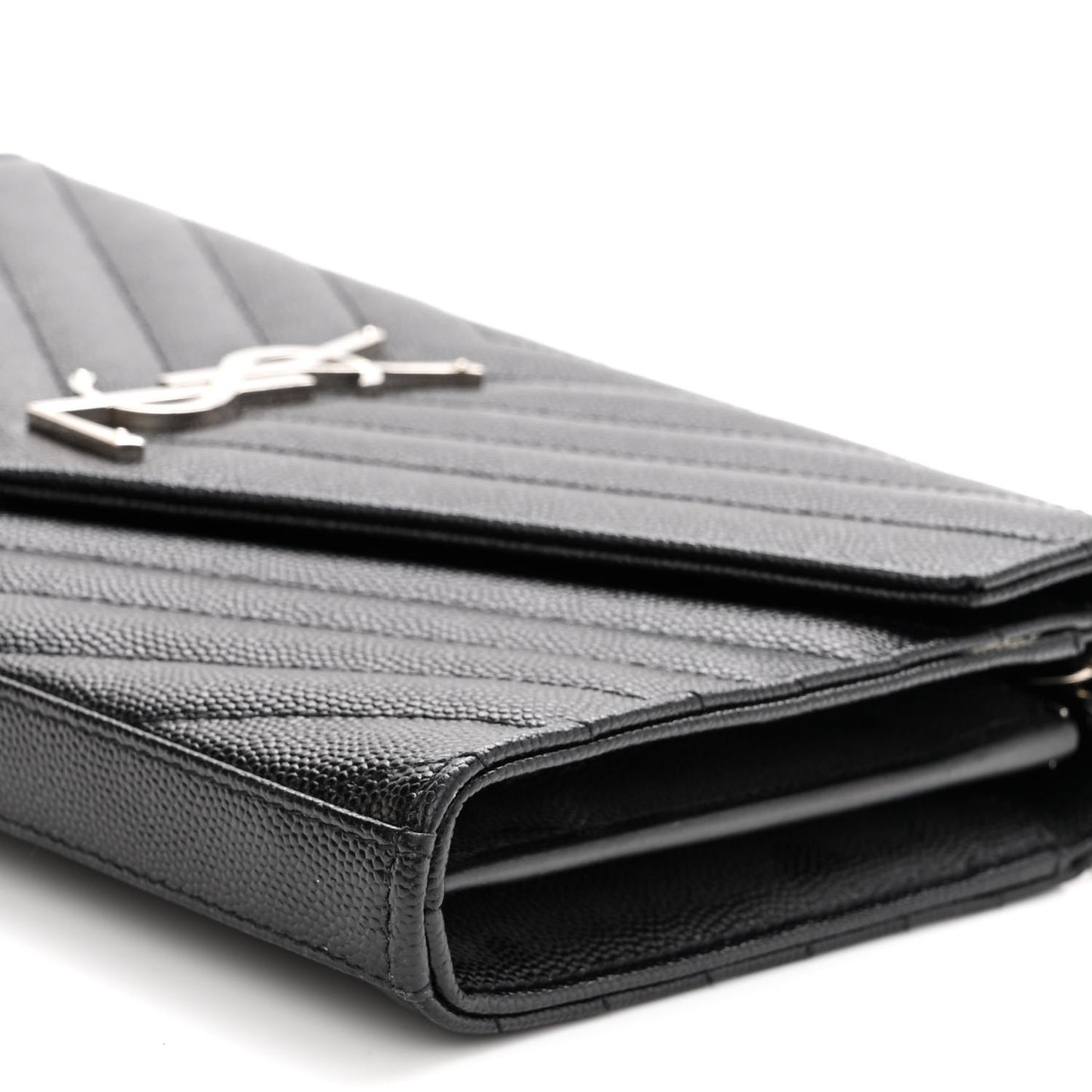 Grain De Poudre Matelasse Chevron Monogram Chain Wallet Black
