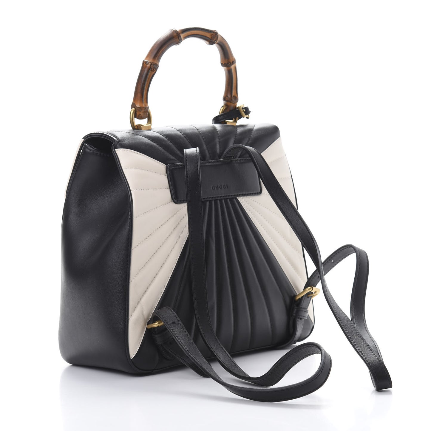 Calfskin Bamboo Trapuntata Queen Margaret Backpack Mystic White Black