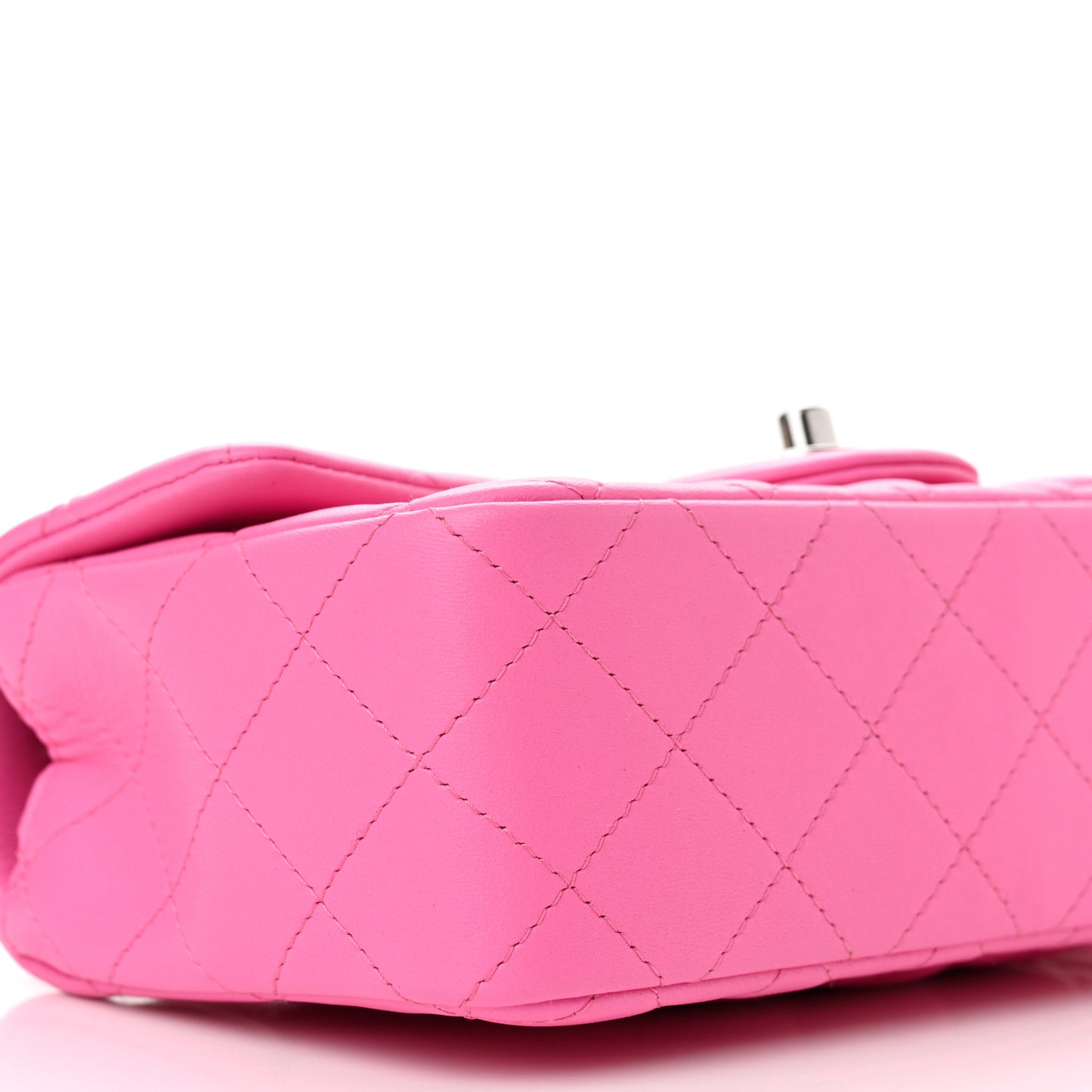 Lambskin Quilted Mini Rectangular Flap Neon Pink